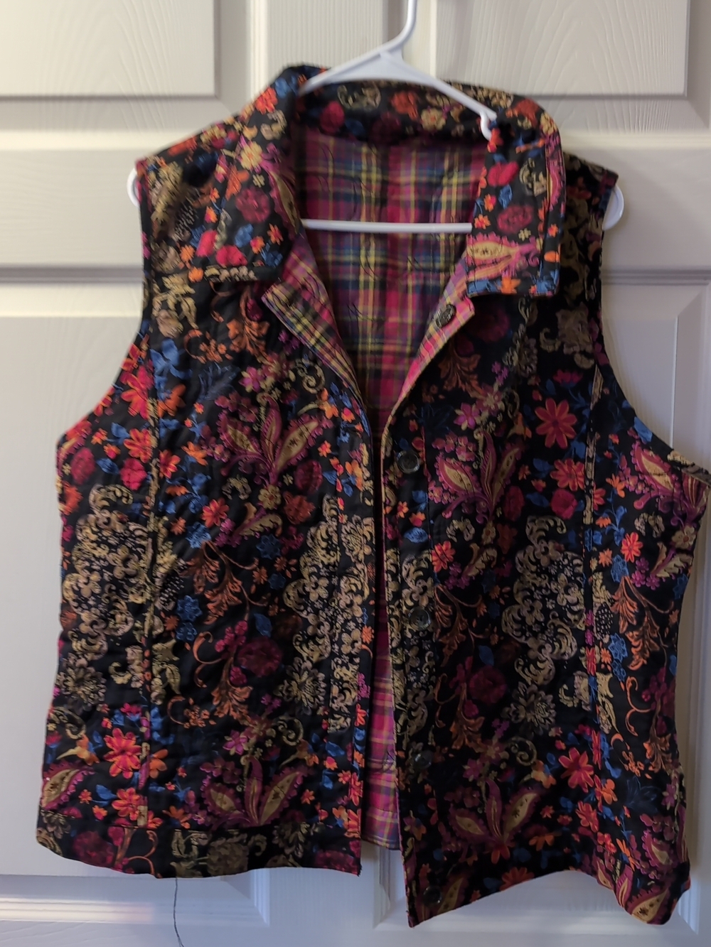 Floral  Vest in Black with Multicolor Print